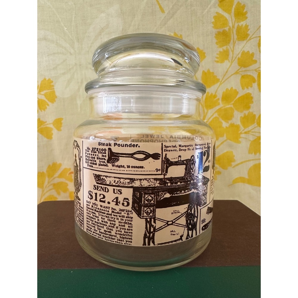 Vintage 1906 Sears Roebuck & Co Catalog Glass Jar with Lid Apothecary Storage